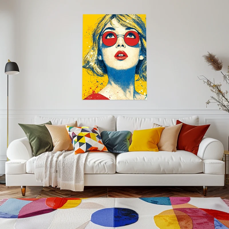 Frau mit roter Brille Poster