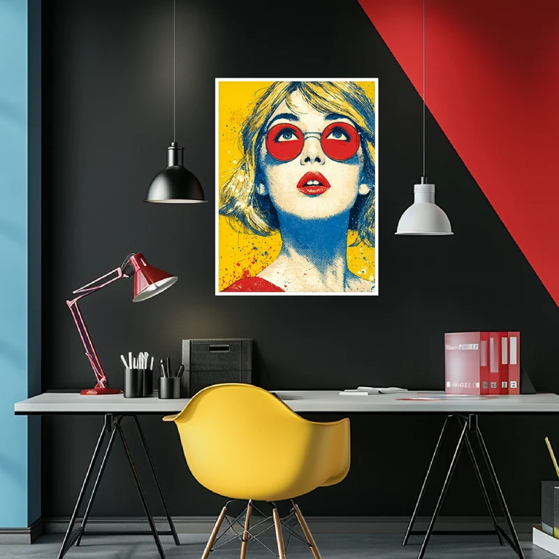Frau mit roter Brille Poster