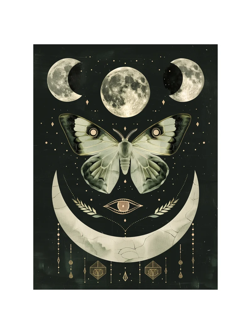 Mondphasen mit Motte Poster