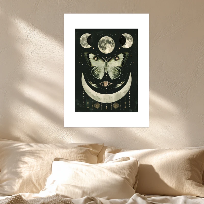 Mondphasen mit Motte Poster