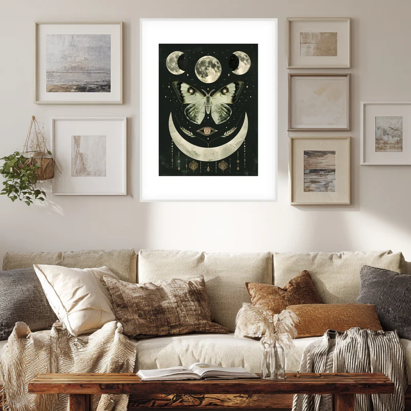 Mondphasen mit Motte Poster