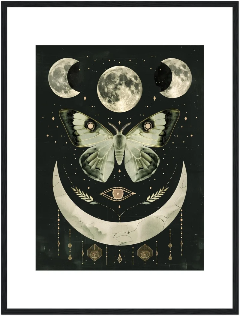 Mondphasen mit Motte Poster