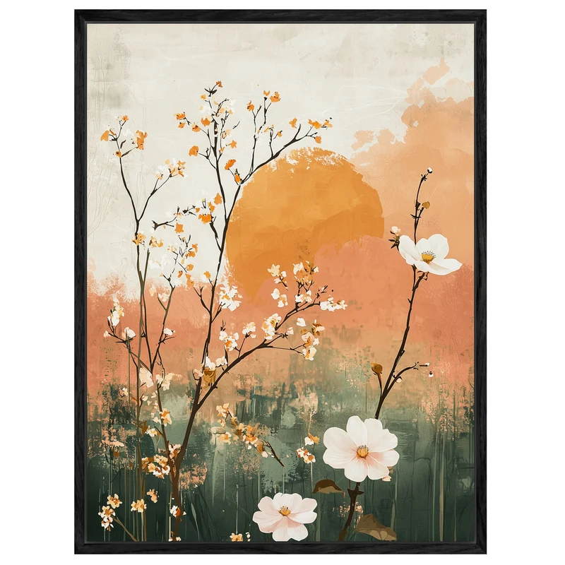 Blütenzweige Aquarell Leinwand
