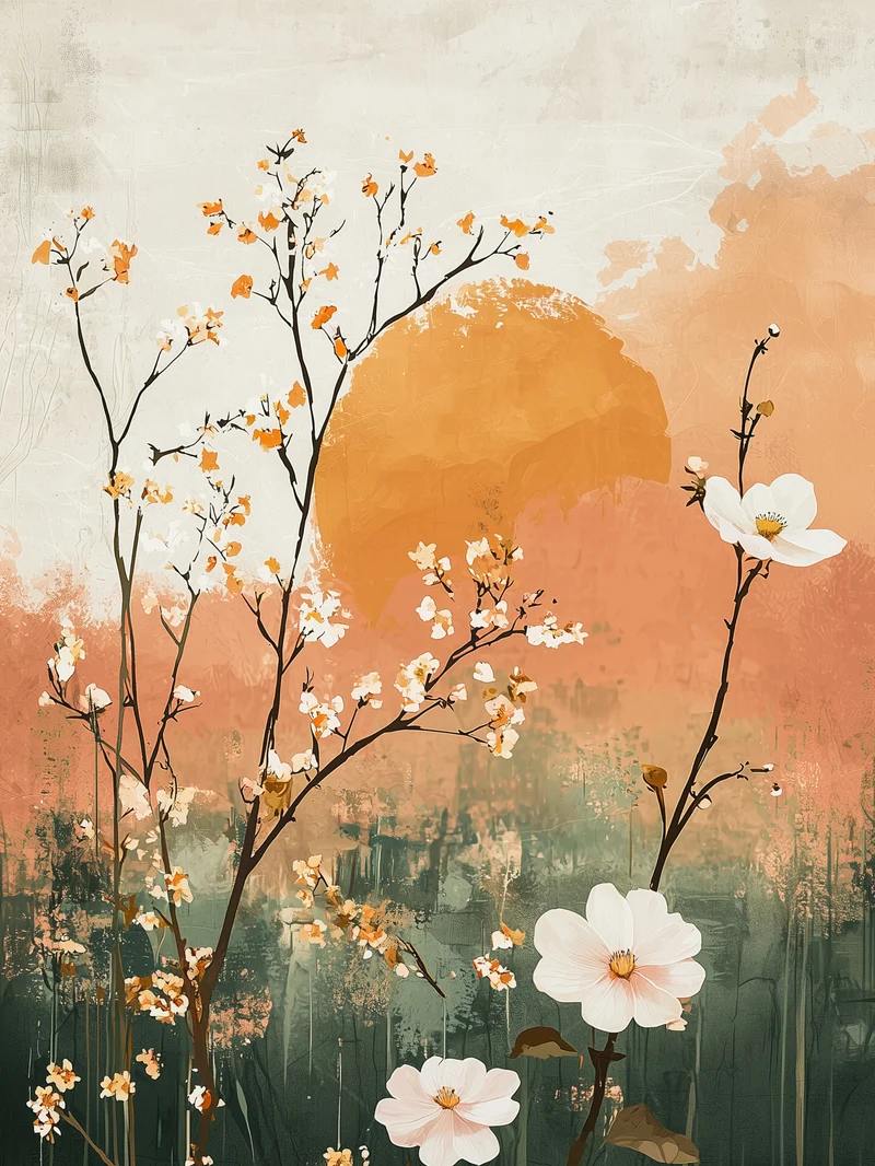 Blütenzweige Aquarell Poster