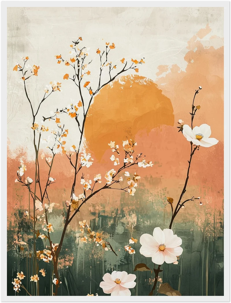 Blütenzweige Aquarell Poster