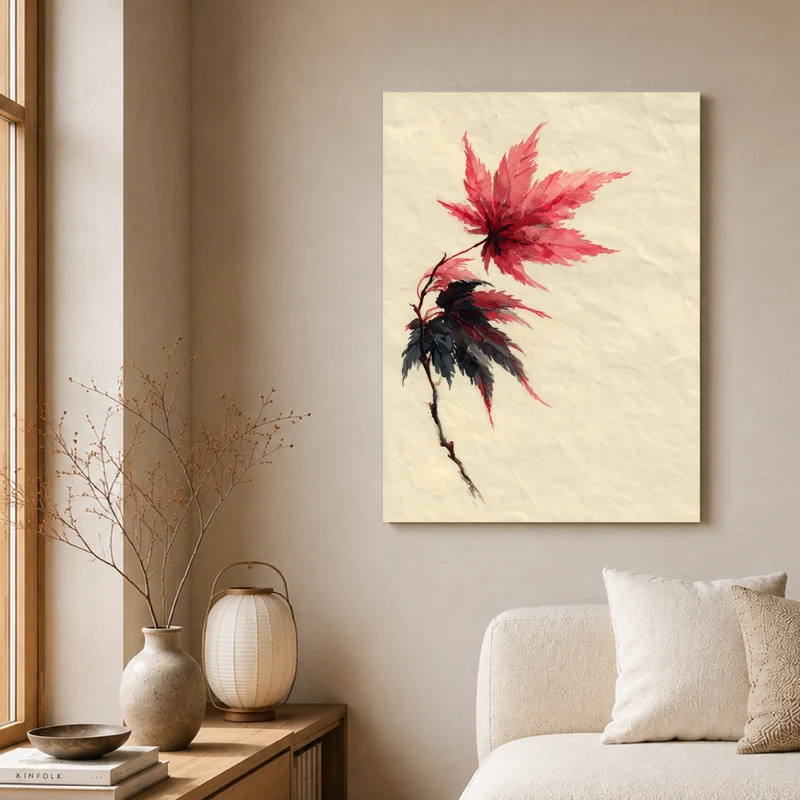 Ahornzweig Aquarell Leinwand