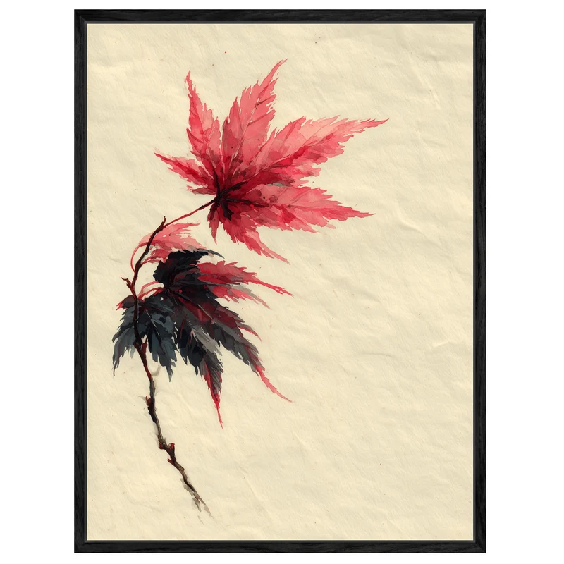 Ahornzweig Aquarell Leinwand