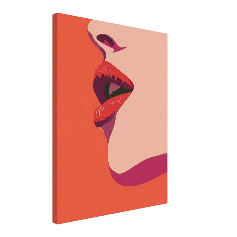 Rote Lippen Illustration Leinwandbild
