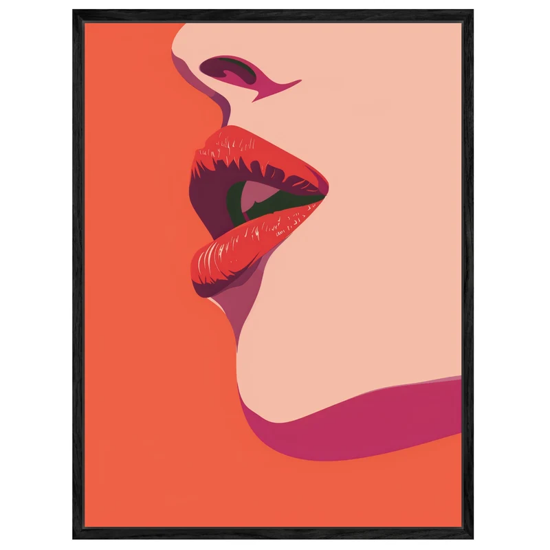 Rote Lippen Illustration Leinwandbild
