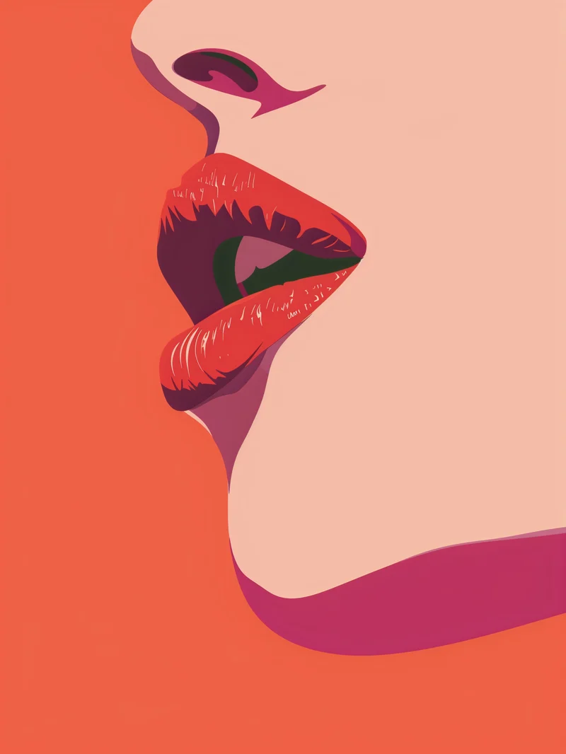 Rote Lippen Illustration Poster