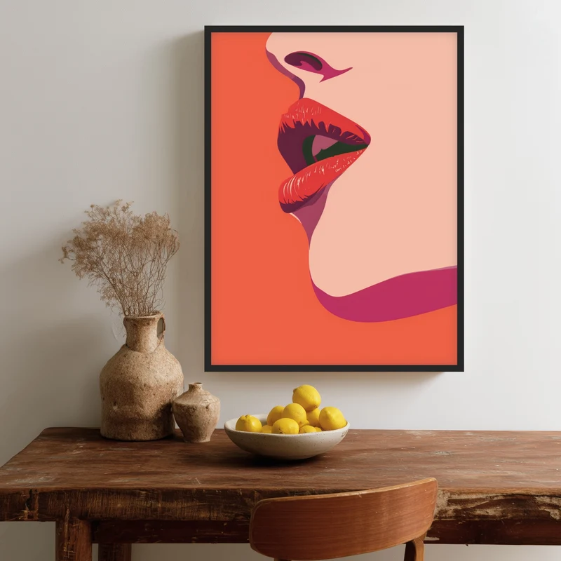 Rote Lippen Illustration Poster