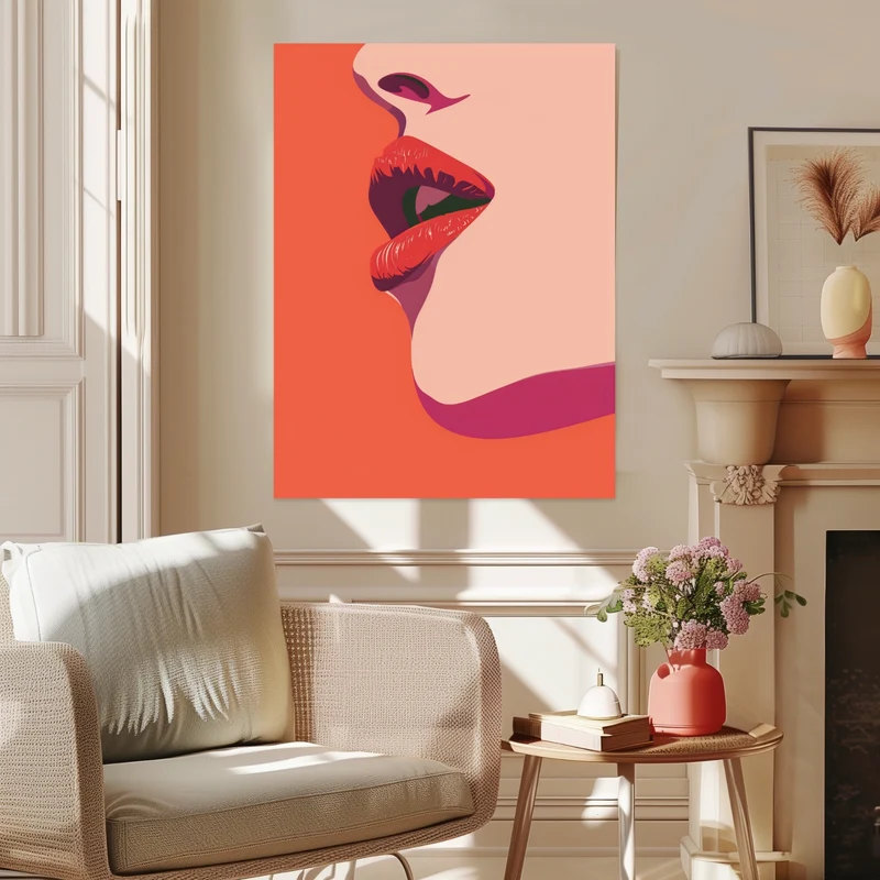 Rote Lippen Illustration Poster