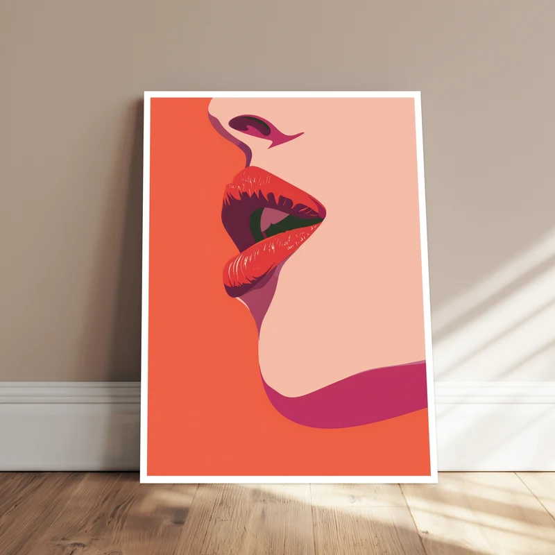 Rote Lippen Illustration Poster