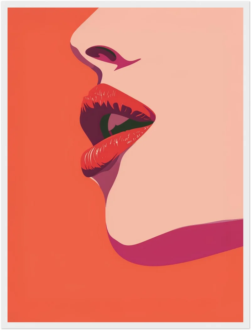 Rote Lippen Illustration Poster