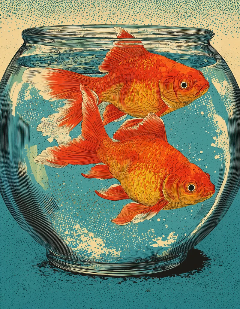 Zwei Goldfische im Glas Leinwandbild