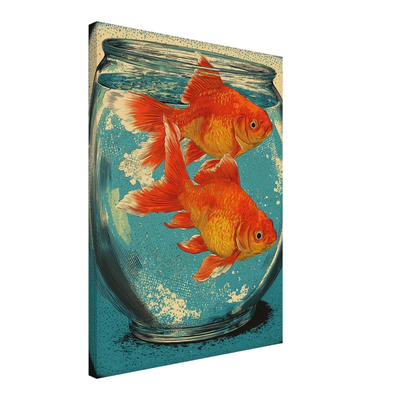 Zwei Goldfische im Glas Leinwandbild