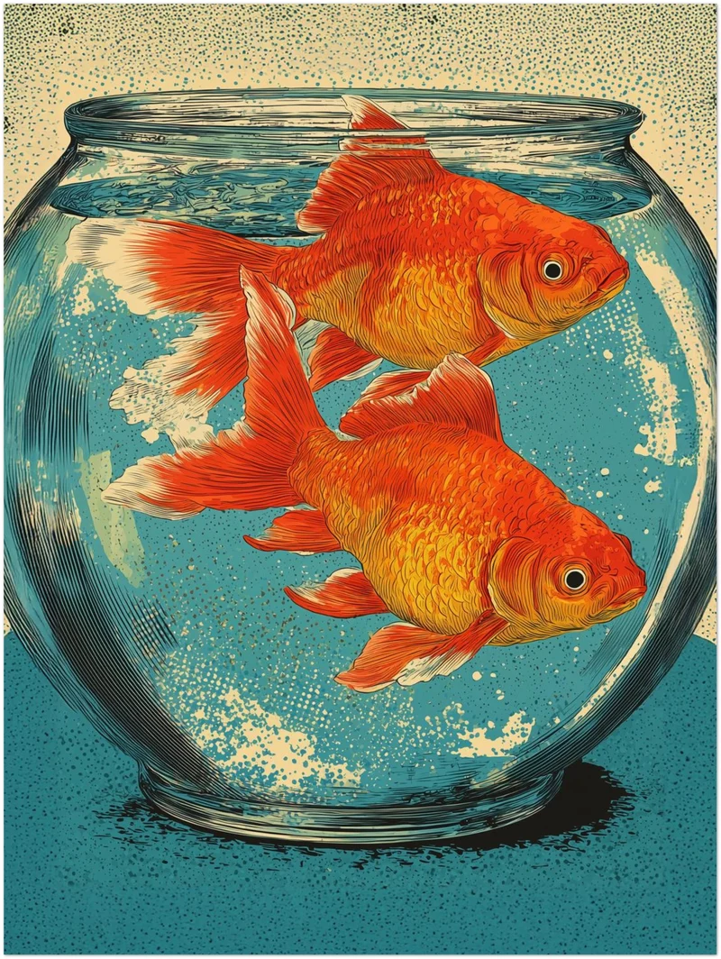 Zwei Goldfische im Glas Poster