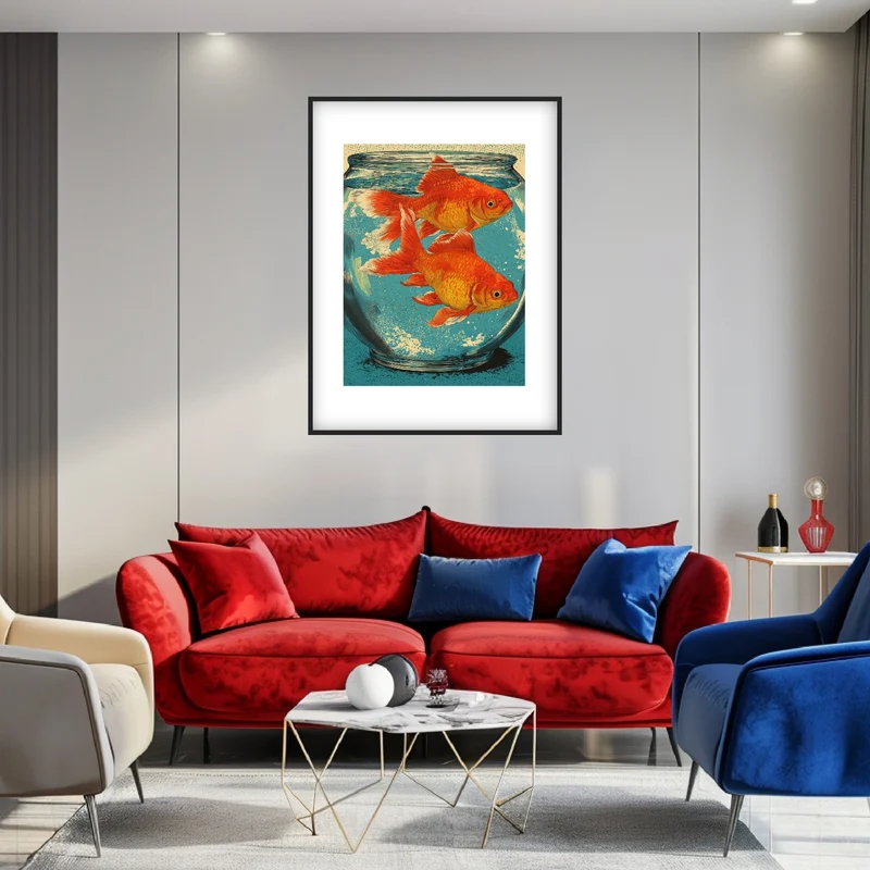 Zwei Goldfische im Glas Poster