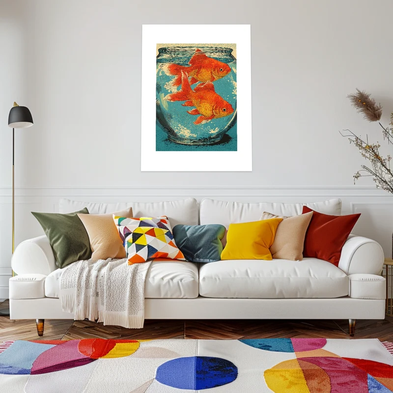 Zwei Goldfische im Glas Poster