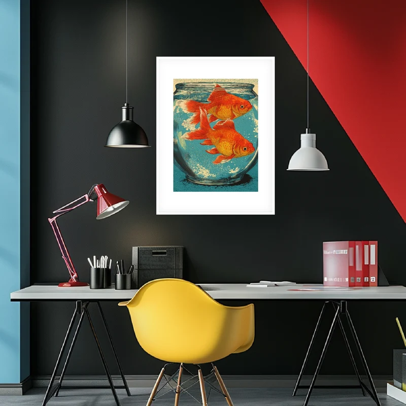 Zwei Goldfische im Glas Poster