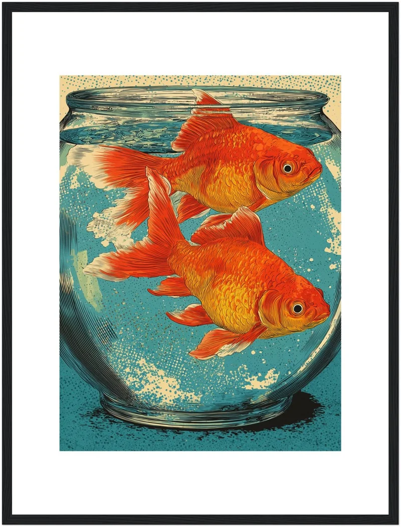 Zwei Goldfische im Glas Poster
