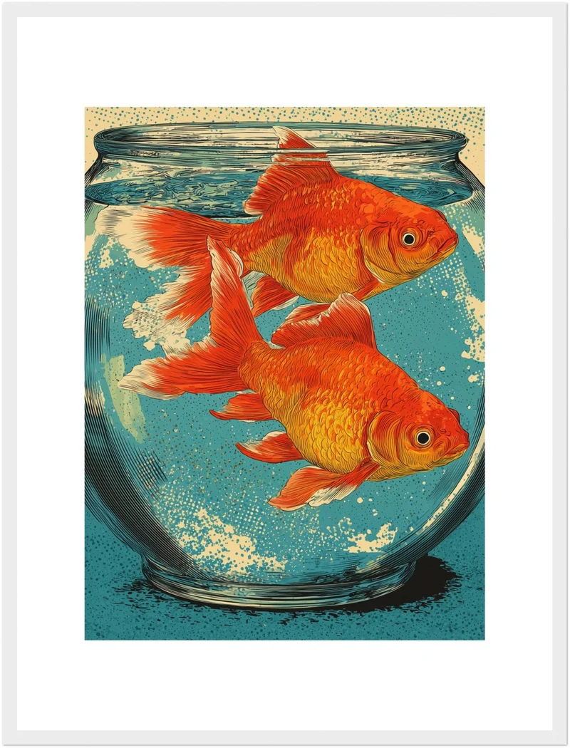 Zwei Goldfische im Glas Poster