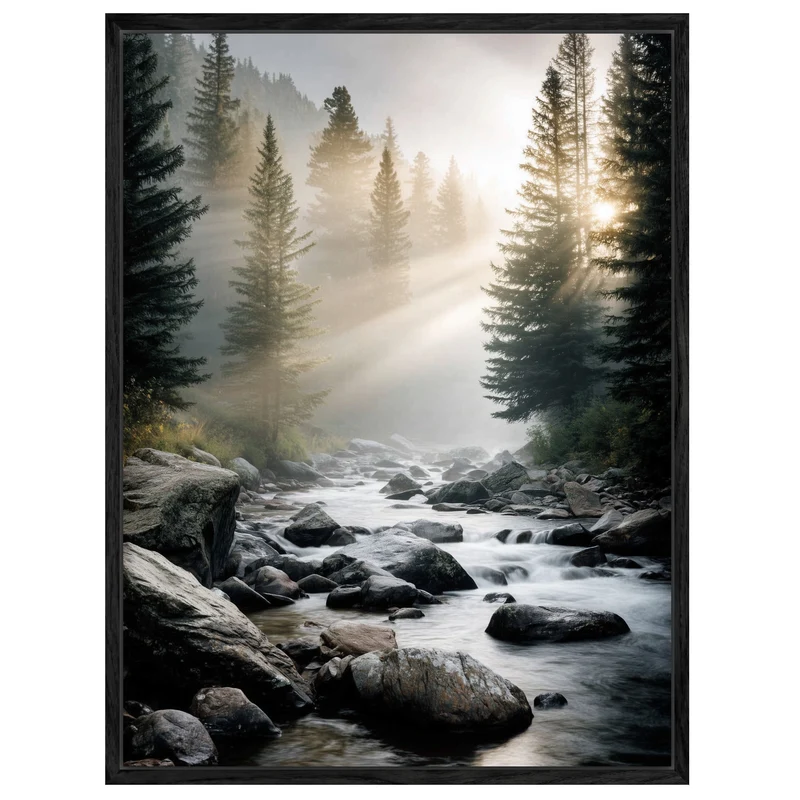 Bach im Morgennebel Leinwandbild
