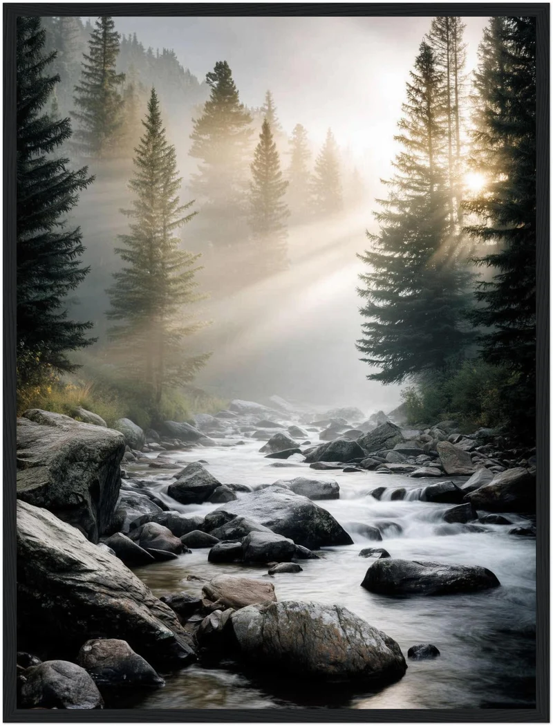Bach im Morgennebel Poster