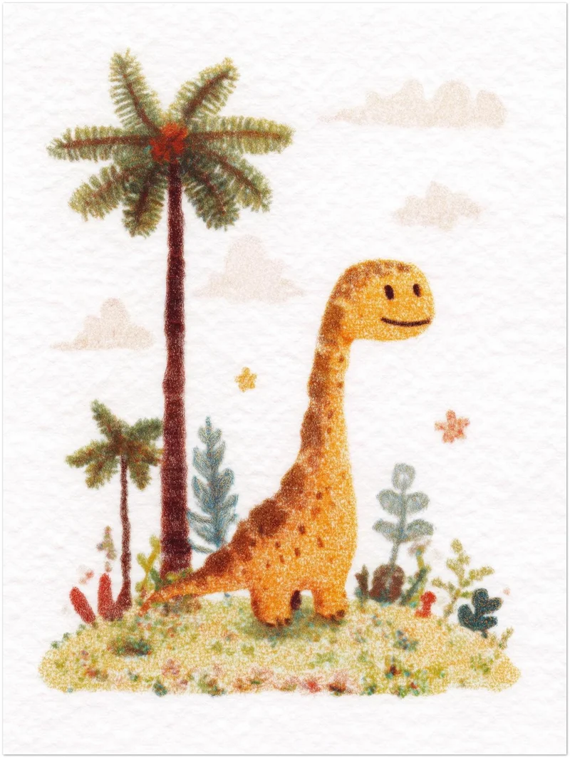 Dinosaurier mit Palmen Leinwandbild