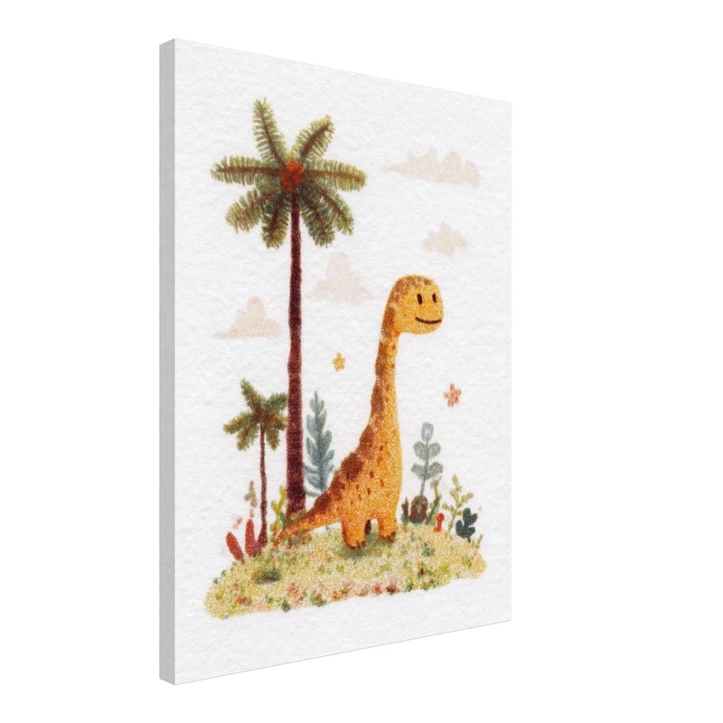 Dinosaurier mit Palmen Leinwandbild