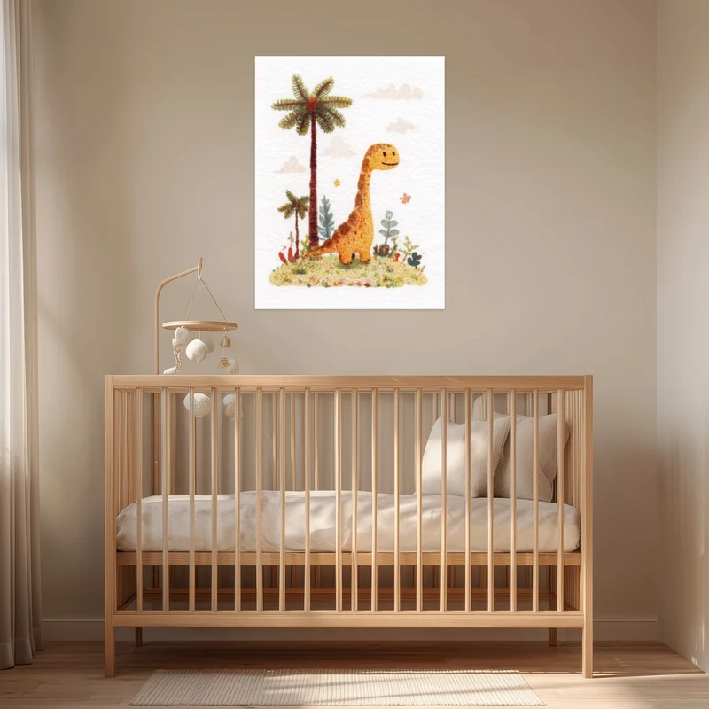 Dinosaurier mit Palmen Leinwandbild
