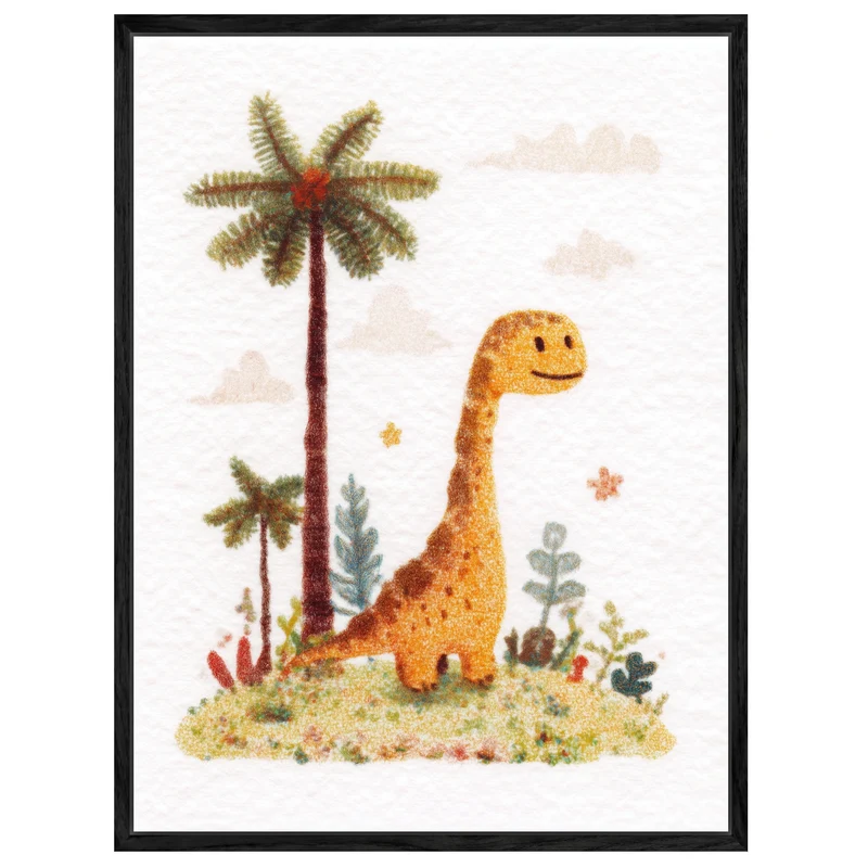 Dinosaurier mit Palmen Leinwandbild