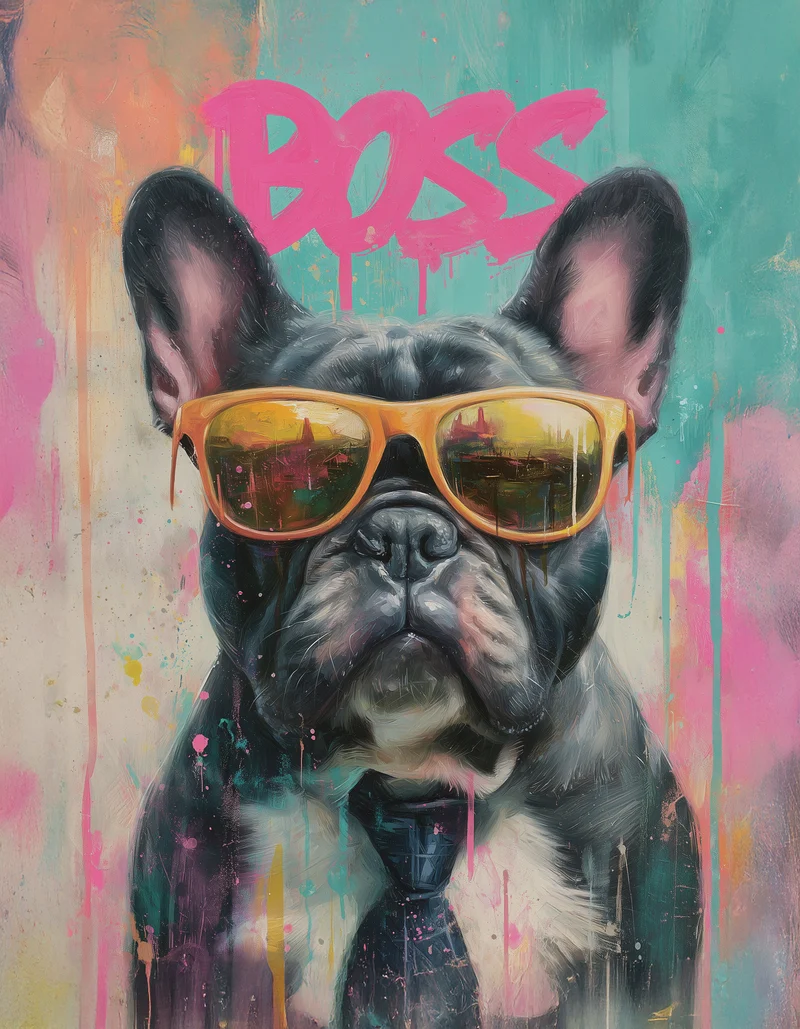 Boss Bulldog mit Stil Leinwandbild