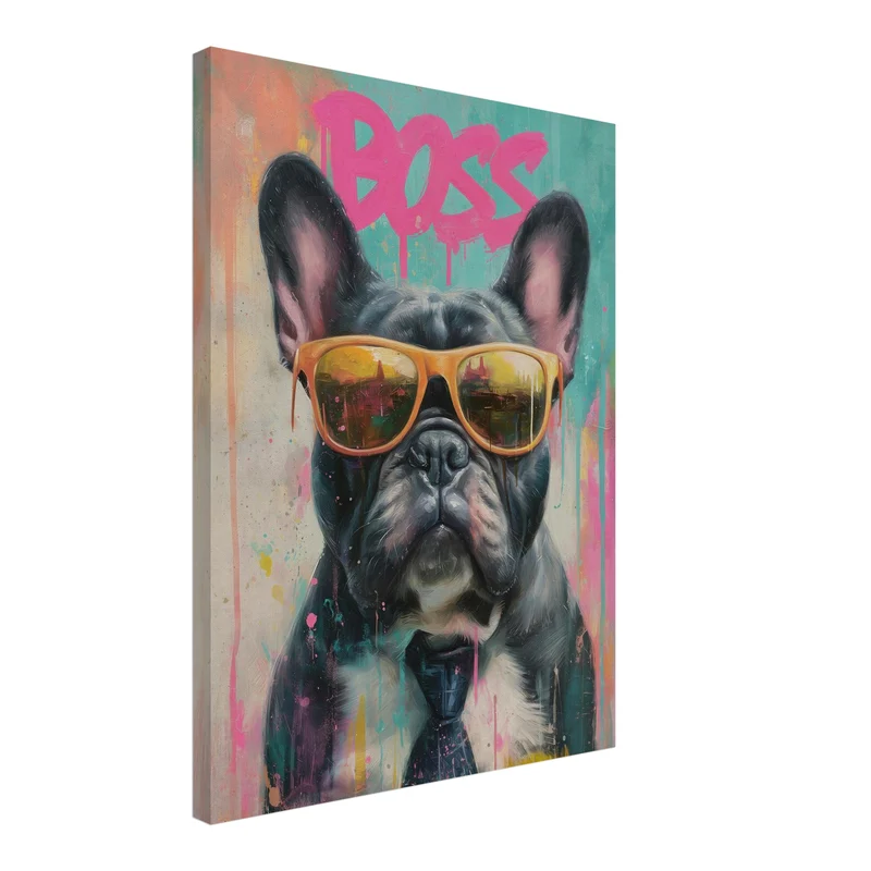 Boss Bulldog mit Stil Leinwandbild