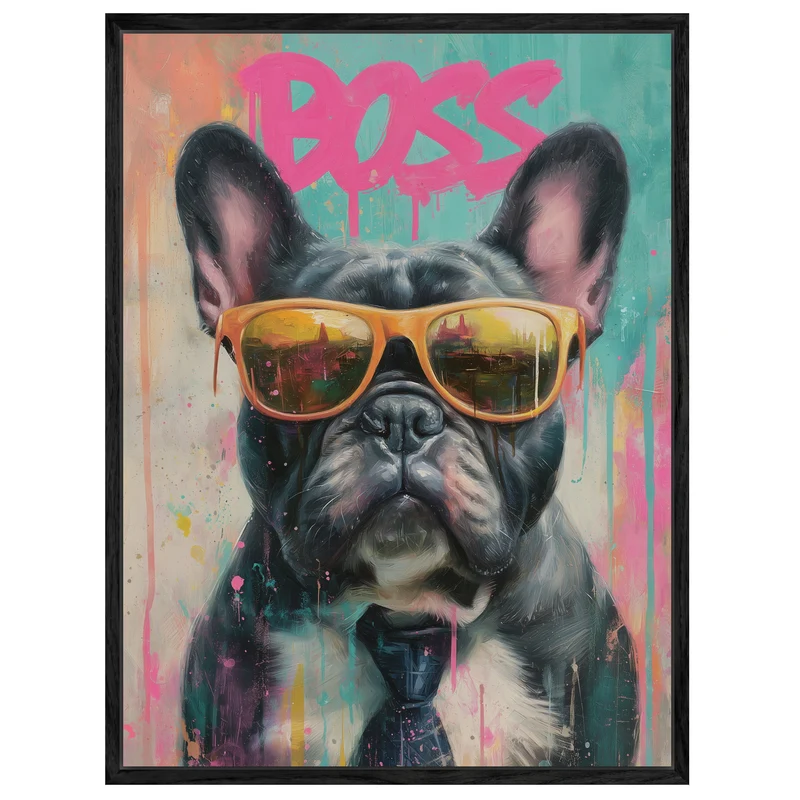 Boss Bulldog mit Stil Leinwandbild