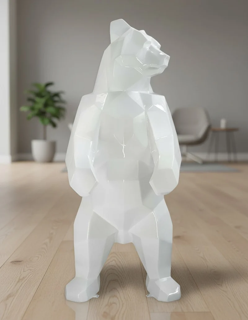 Casa Padrino Luxus Deko Skulptur Bär Großer Facettierter Stehend H. 190 cm - Riesige Gartenskulptur - Lebensgroße Skulptur - XXL Deko Skulptur - XXL Deko Figur