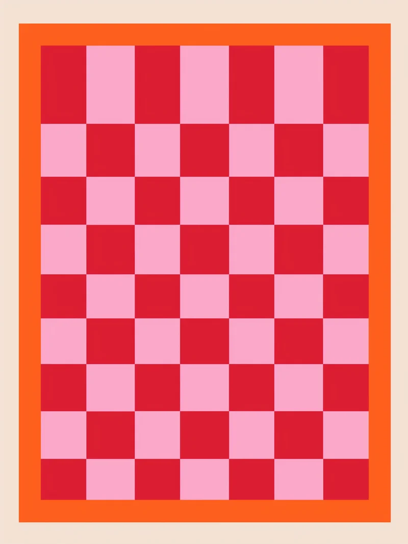 Rosa rotes Schachbrett Poster