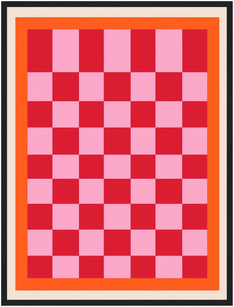 Rosa rotes Schachbrett Poster