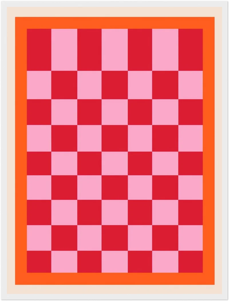 Rosa rotes Schachbrett Poster