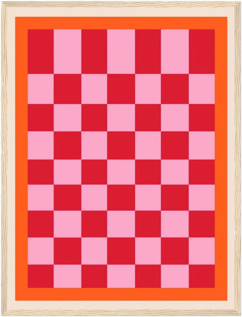 Rosa rotes Schachbrett Poster