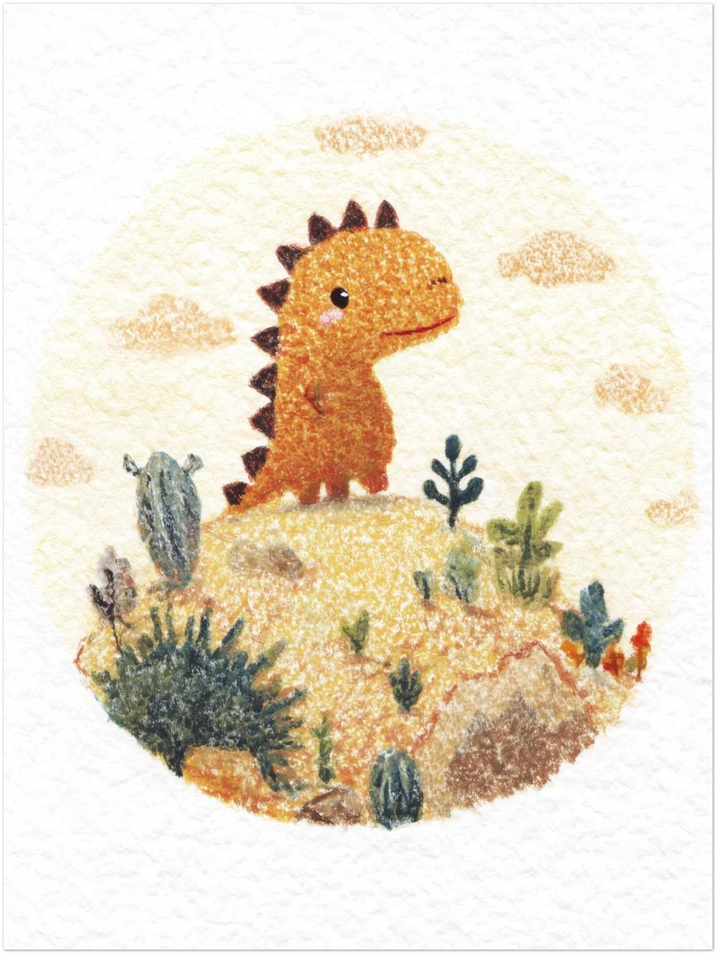 Kleiner Dinosaurier Landschaft Leinwandbild