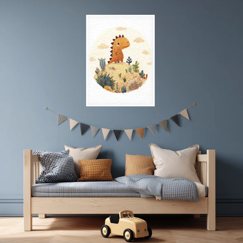 Kleiner Dinosaurier Landschaft Poster