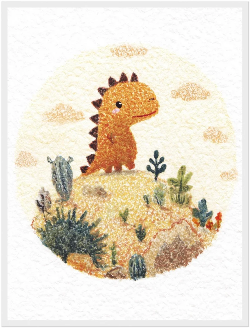 Kleiner Dinosaurier Landschaft Poster