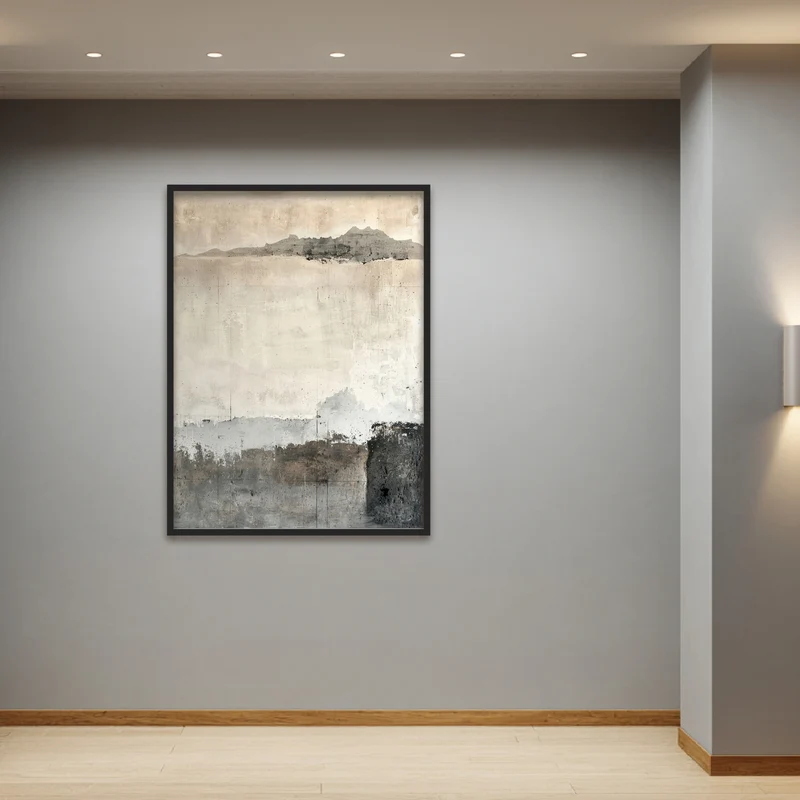 Abstrakte Landschaft grau Poster