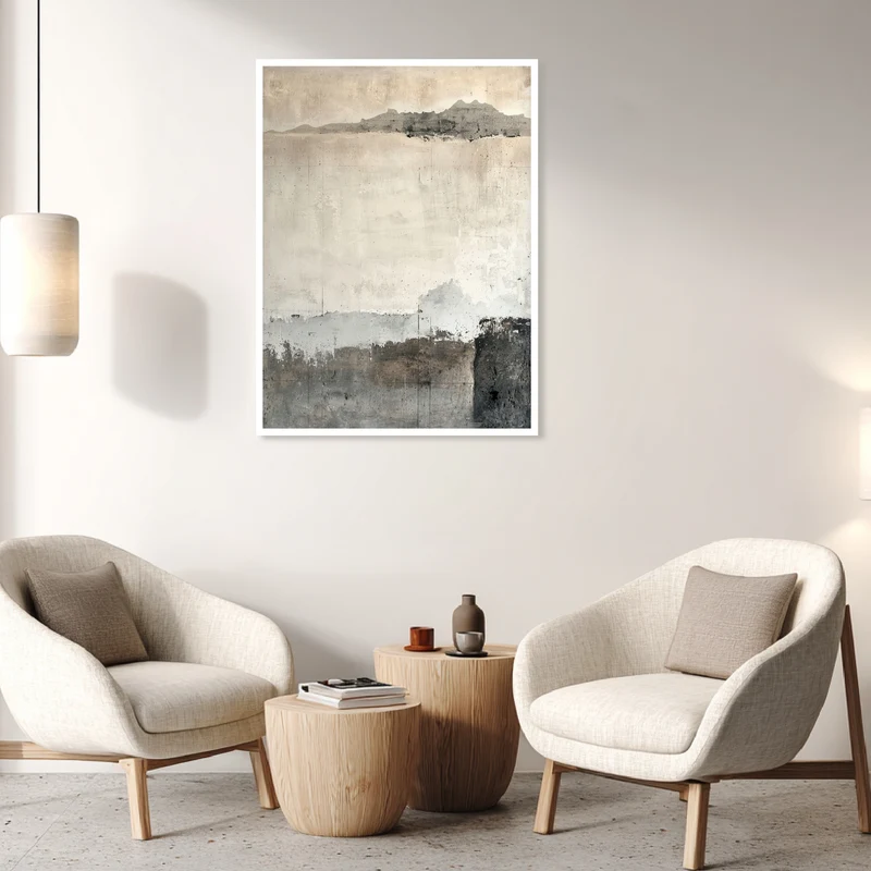 Abstrakte Landschaft grau Poster