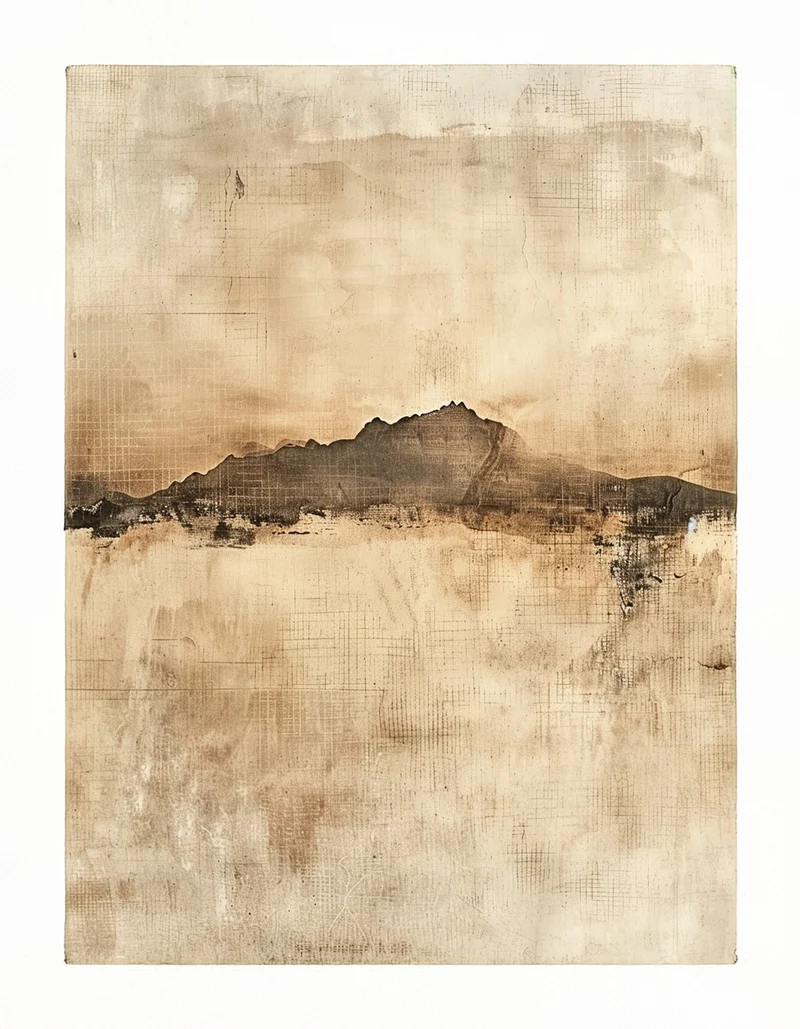 Bergsilhouette in Sepia Leinwandbild