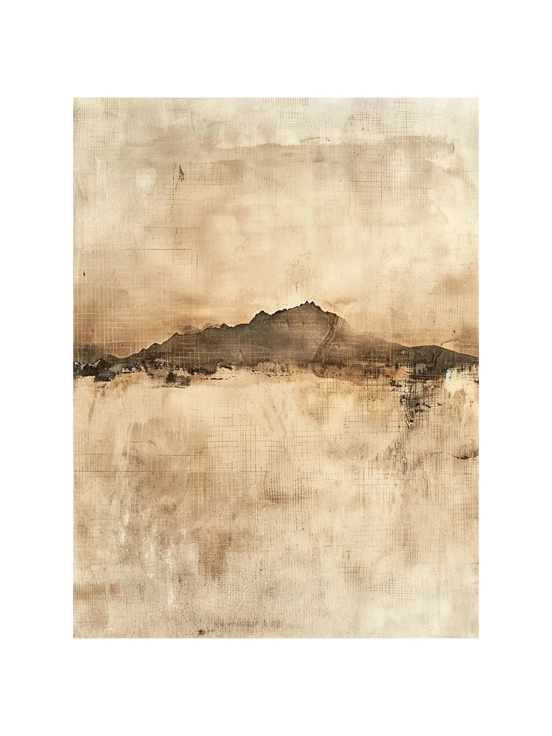 Bergsilhouette in Sepia Poster