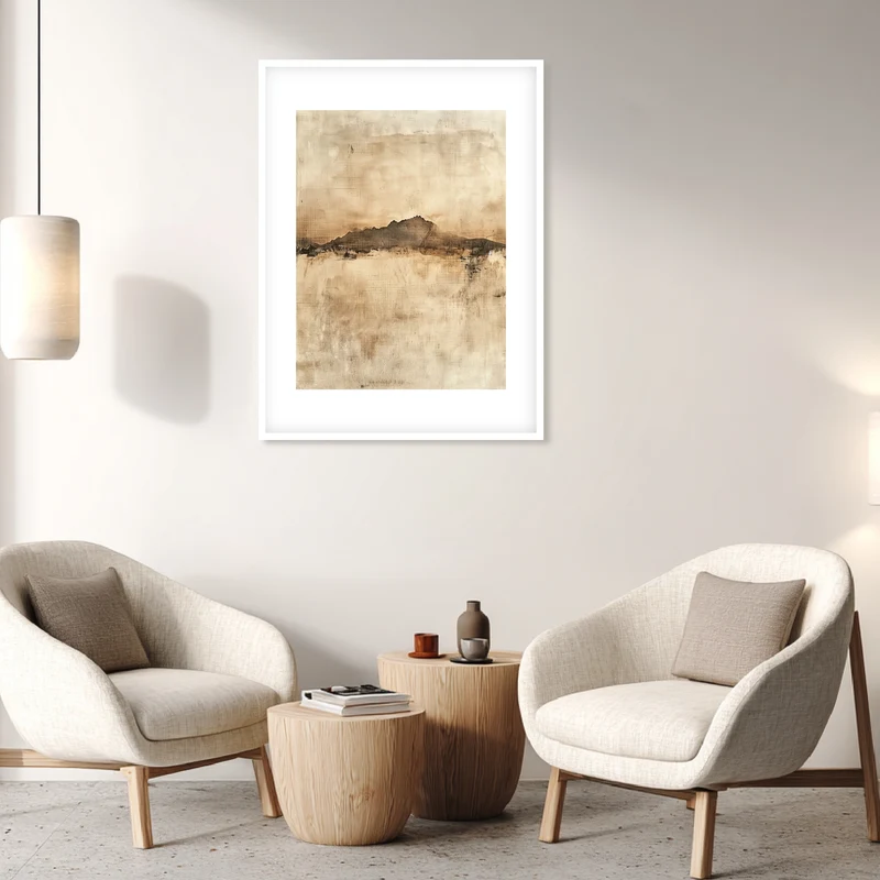 Bergsilhouette in Sepia Poster