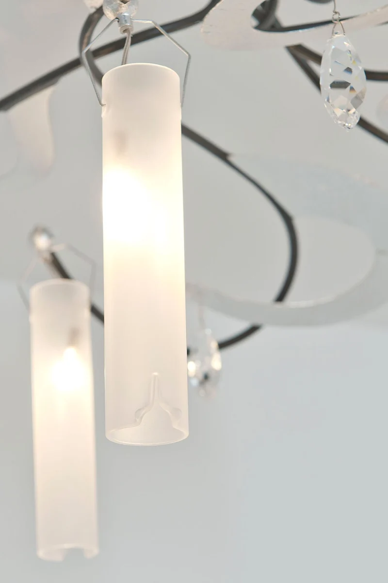Deckenlampe Casino 5-flammig Kristall Satiniert Glas
