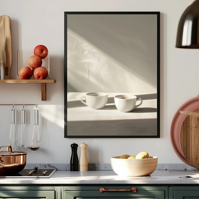 Zwei Kaffeetassen minimalistisch Poster